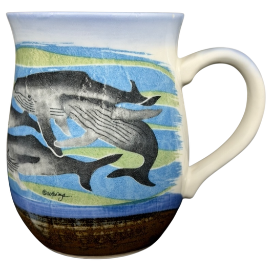 Otagiri humpback whale vintage mug featuring colorful whale designs and a classic shape