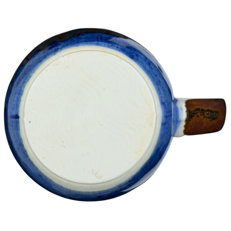 Otagiri lighthouse seagull vintage mug with a classic blue rim and unique handle design