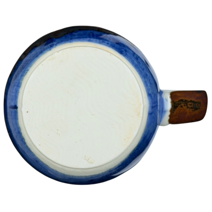 Otagiri lighthouse seagull vintage mug with a classic blue rim and unique handle design