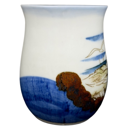 Otagiri lighthouse seagull vintage mug featuring serene coastal design with a seagull and rocky shore