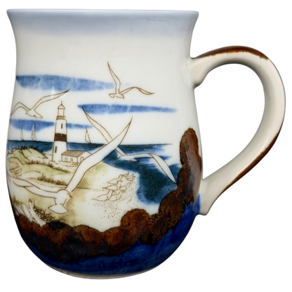 Otagiri lighthouse seagull vintage mug featuring a scenic lighthouse and seagull design