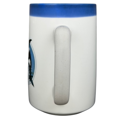 Otagiri orca vintage mug with blue rim and unique whale design on the side