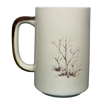 Otagiri vintage white tailed deer mug cream ceramic with brown handle subtle tree and deer sketch for everyday use