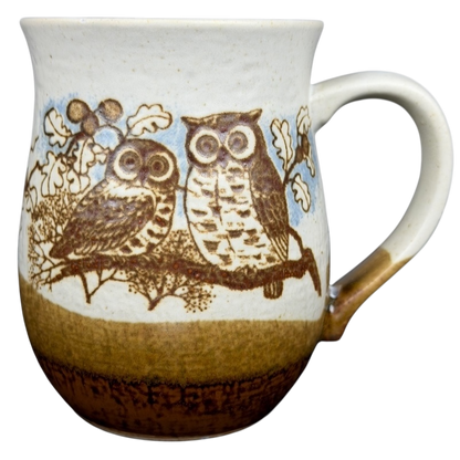 Otagiri owl pair mug vintage featuring two owls on a branch with detailed foliage