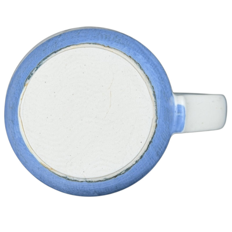 Otagiri pelican vintage tankard mug with a blue rim and a smooth ceramic surface