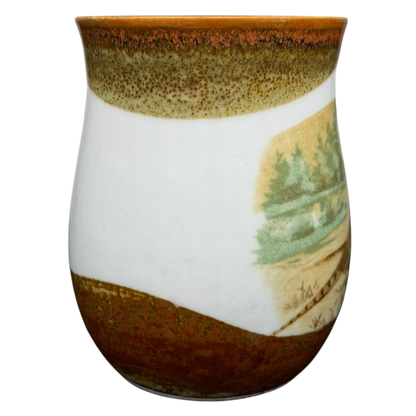 Otagiri pheasants tankard vintage mug featuring nature scenes and warm earthy colors