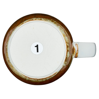 Bottom view of Otagiri pheasants tankard vintage mug showing its unique handcrafted design