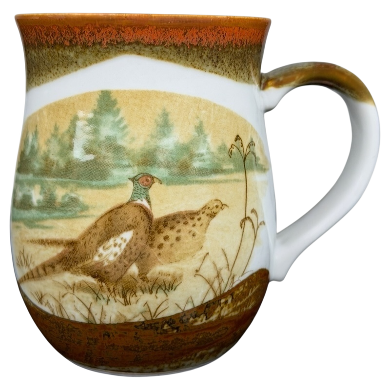 Otagiri pheasants tankard vintage mug featuring detailed pheasant design with earthy colors