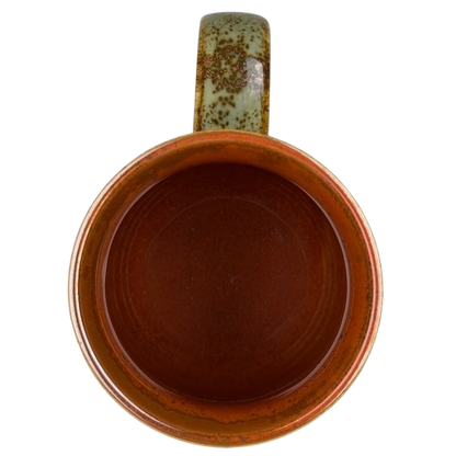 Top view of an Otagiri pheasants tankard vintage mug showcasing its unique brown glaze