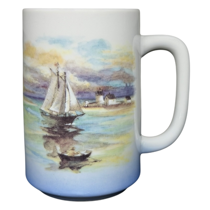 Sailboat Seascape vintage Mug Otagiri with colorful maritime artwork and a sturdy handle