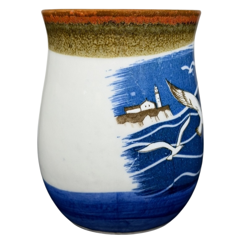 Otagiri seagulls tankard vintage mug featuring a coastal scene with flying seagulls