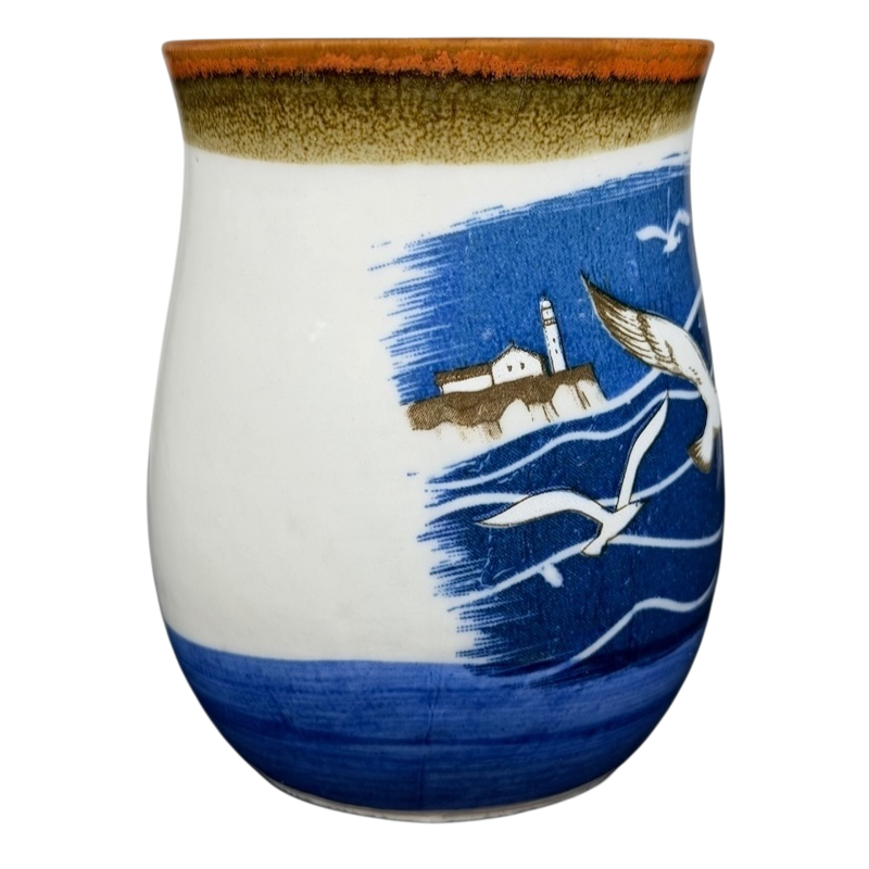 Otagiri seagulls tankard vintage mug featuring a seaside scene with seagulls and a lighthouse