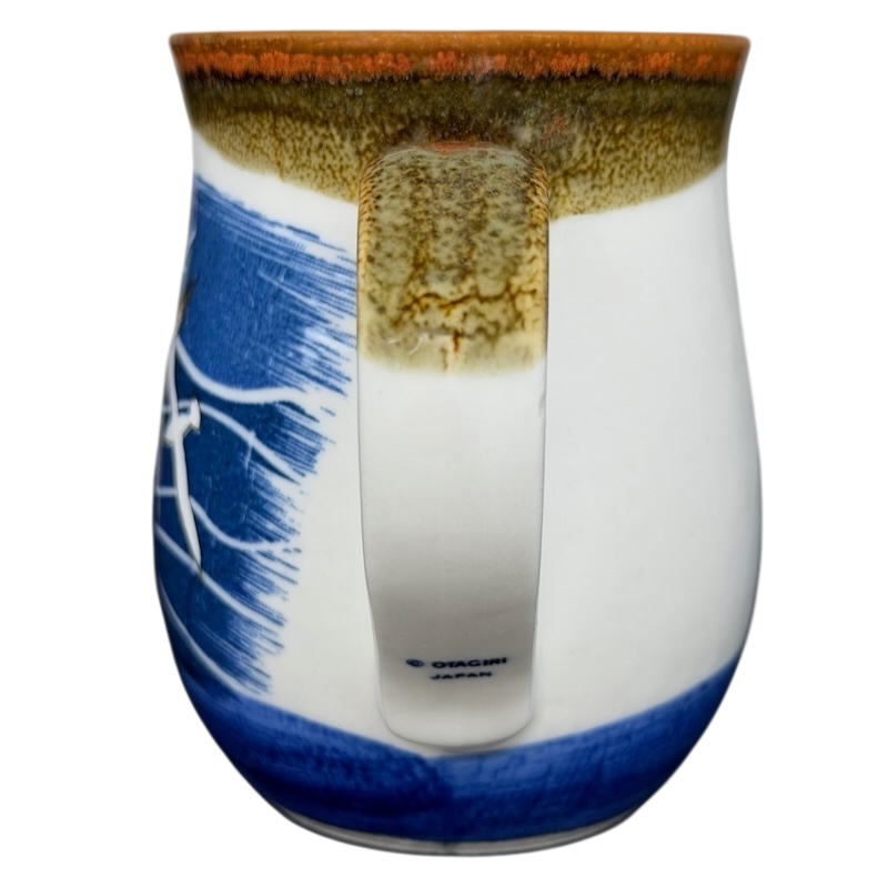 Otagiri seagulls tankard vintage mug featuring a blue and brown design with a sturdy handle