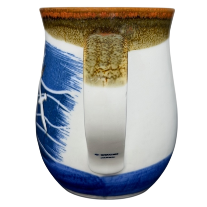 Otagiri seagulls tankard vintage mug featuring a blue and brown design with a sturdy handle