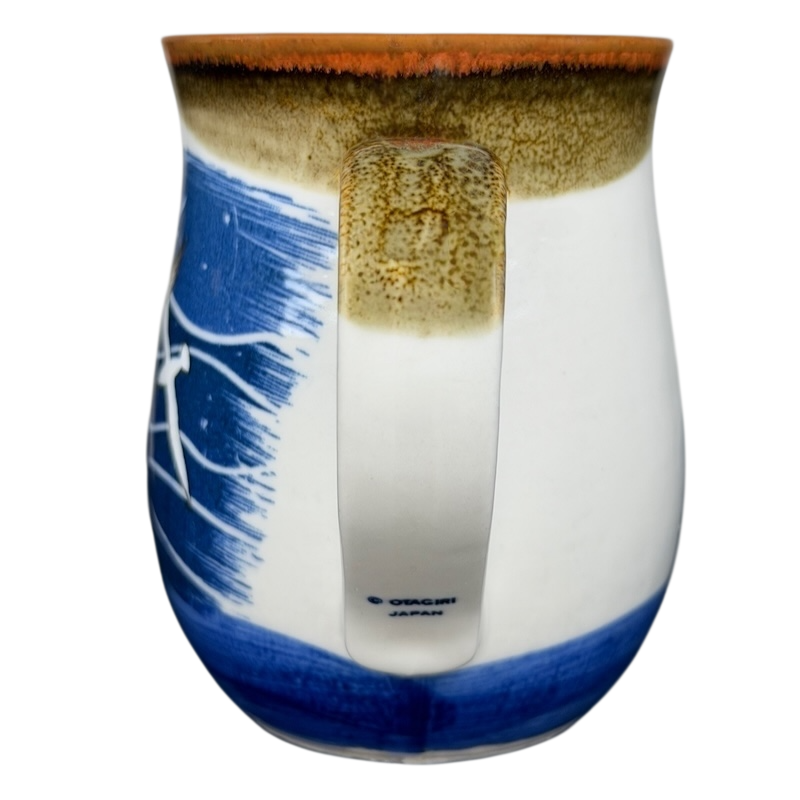 Otagiri seagulls tankard vintage mug featuring a blue ocean scene with a textured handle