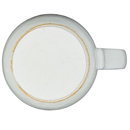 Bottom view of Otagiri vintage hummingbird flower mug showcasing its smooth white ceramic finish