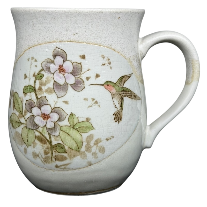 Otagiri vintage hummingbird flower mug featuring delicate floral design and a hummingbird illustration