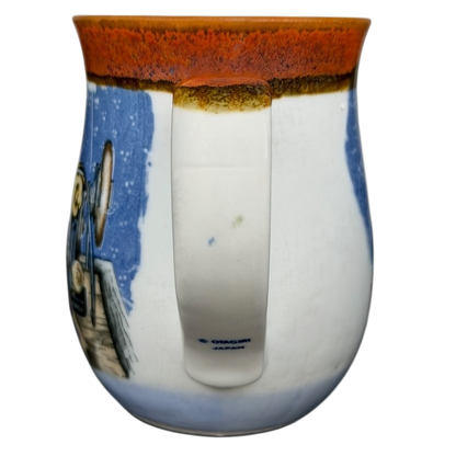 Otagiri vintage sewing machine quilt tankard mug with colorful printing and sturdy handle