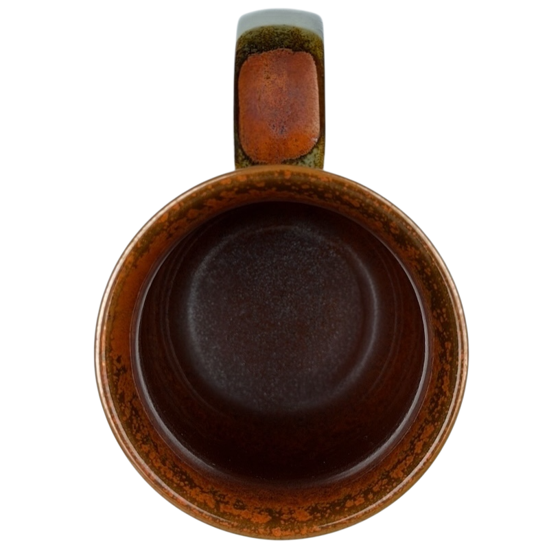 Otagiri vintage sewing machine quilt tankard mug with rich earth tones and unique textured handle