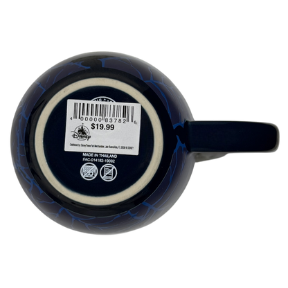 Base view of the Pandora Na'vi River Journey Disney mug showcasing its blue design and product label