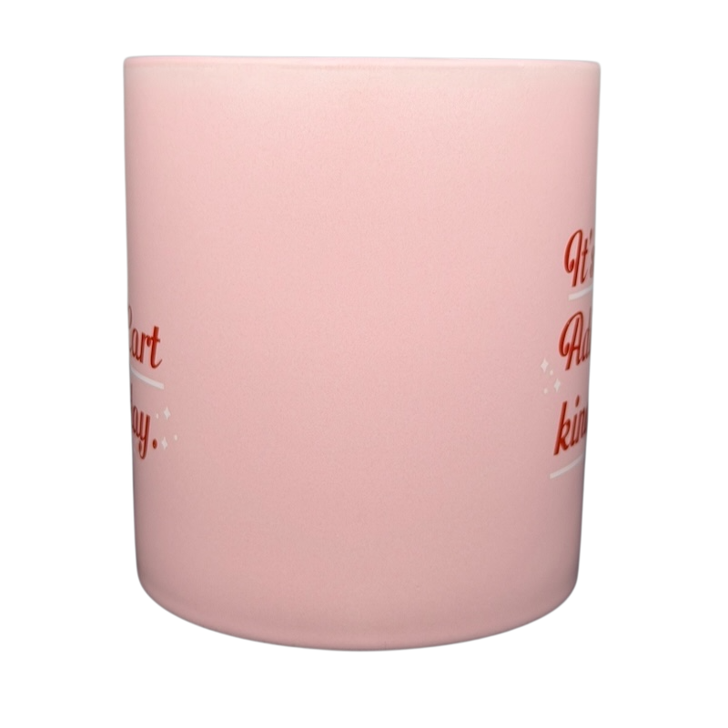 Parker Lane Add to Cart Kind of Day mug in soft pink with cheerful lettering design
