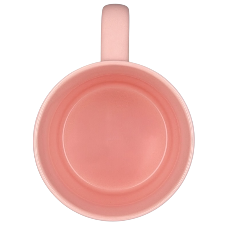 Inside view of a pink Parker Lane Add to Cart Kind of Day mug with smooth finish