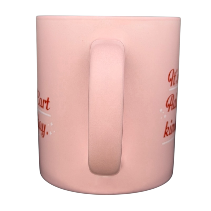 Parker Lane Add to Cart Kind of Day mug in pink with playful text design