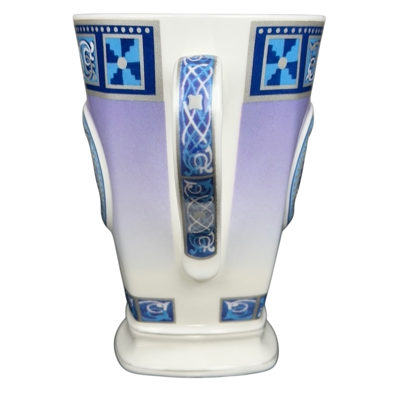 Celtic mug Past Times collectible featuring intricate blue and lavender designs on fine china