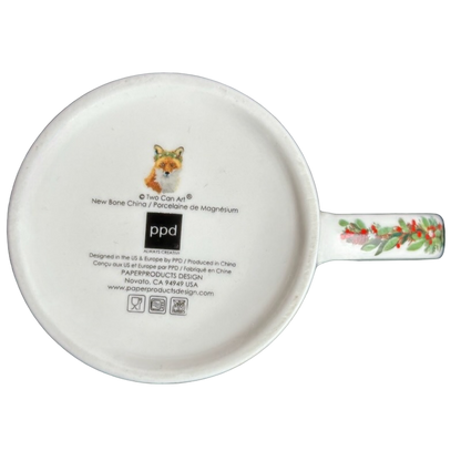 Patti Gay Glacier Fox Mug Two Can Art PPD featuring floral design and a cute fox illustration
