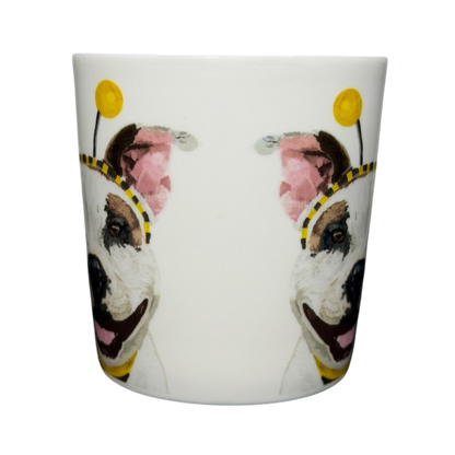 Patti Gay Glacier Widget Pitbull Mug Two Can Art PPD featuring a cheerful pitbull design