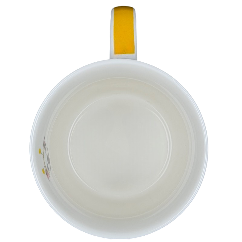 Top view of Patti Gay Glacier Widget Pitbull Mug Two Can Art PPD with a stylish handle and white interior