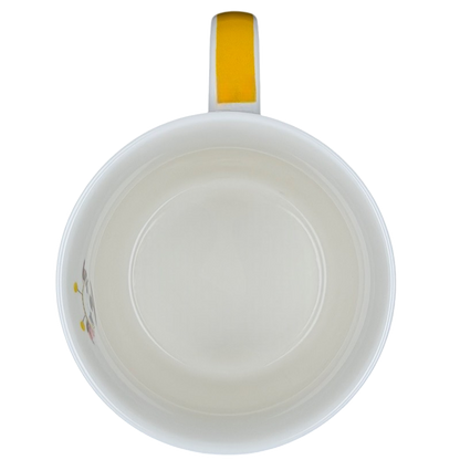 Top view of Patti Gay Glacier Widget Pitbull Mug Two Can Art PPD with a stylish handle and white interior