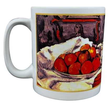 Paul Cezanne still life Cafe Arts vintage mug featuring a vibrant fruit bowl design