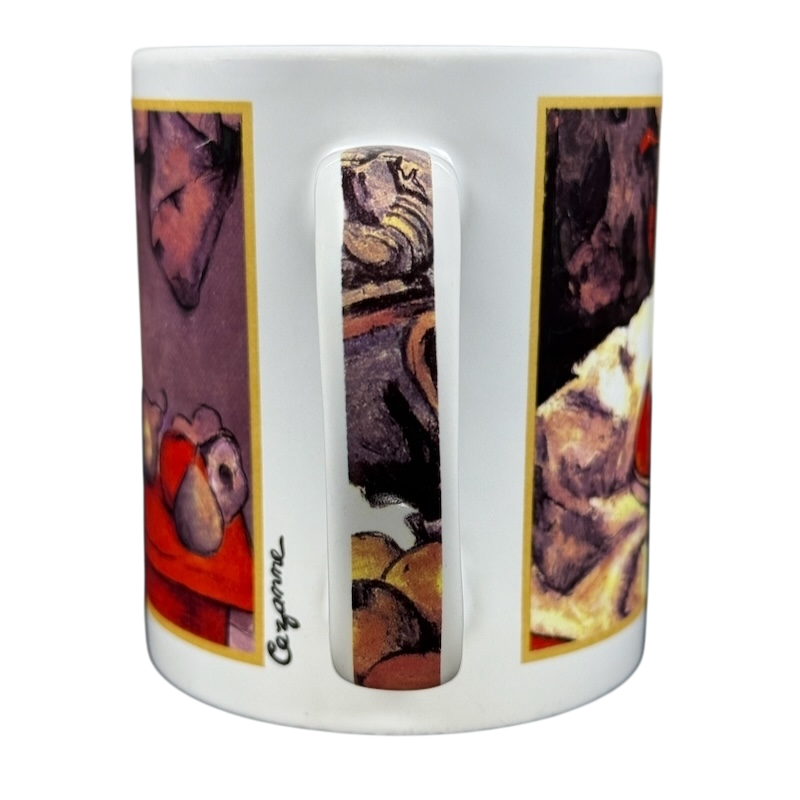 Paul Cezanne still life Cafe Arts vintage mug featuring artistic fruit illustrations