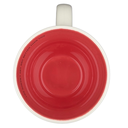 Top view of a Hallmark vintage mug featuring Peanuts Charlie Brown Snoopy with a red interior