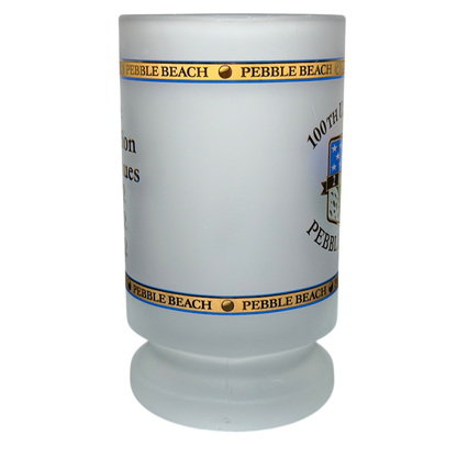 Starbucks Pebble Beach 100th U.S. Open 2000 Commemorative Frosted Glass Mug featuring iconic golf imagery