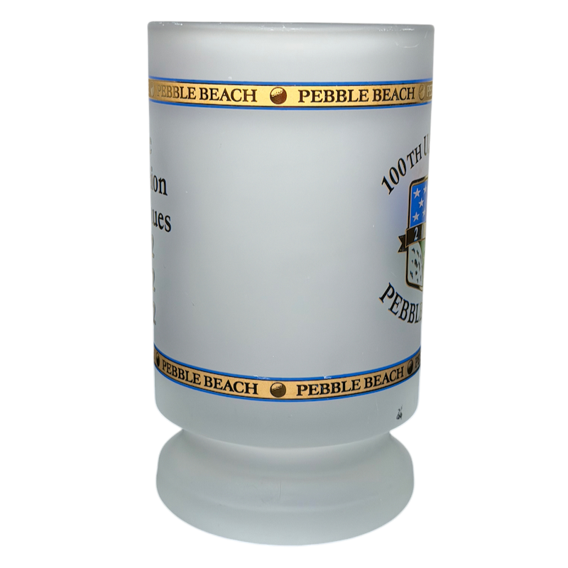 Starbucks Pebble Beach 100th U.S. Open 2000 Commemorative Frosted Glass Mug featuring iconic event graphics
