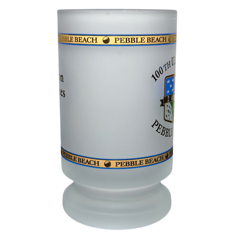 Starbucks Pebble Beach 100th U.S. Open 2000 Commemorative Frosted Glass Mug with decorative design