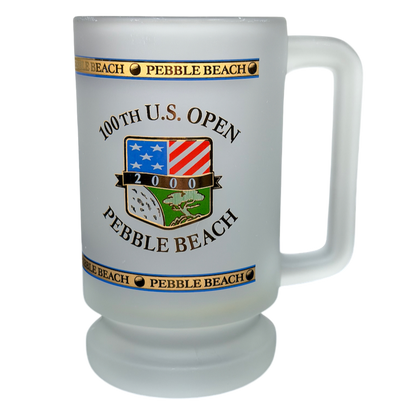 Starbucks Pebble Beach 100th U.S. Open 2000 Commemorative Frosted Glass Mug with golf-themed design