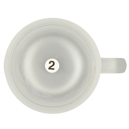 Top view of Pebble Beach 100th U.S. Open 2000 Commemorative Frosted Glass Mug showcasing its frosted finish