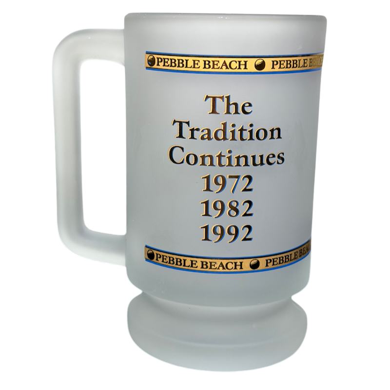 Pebble Beach 100th U.S. Open 2000 Commemorative Frosted Glass Mug with a traditional design
