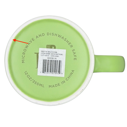 Peet's Coffee Insider Oakland mug in green with microwave and dishwasher safe label
