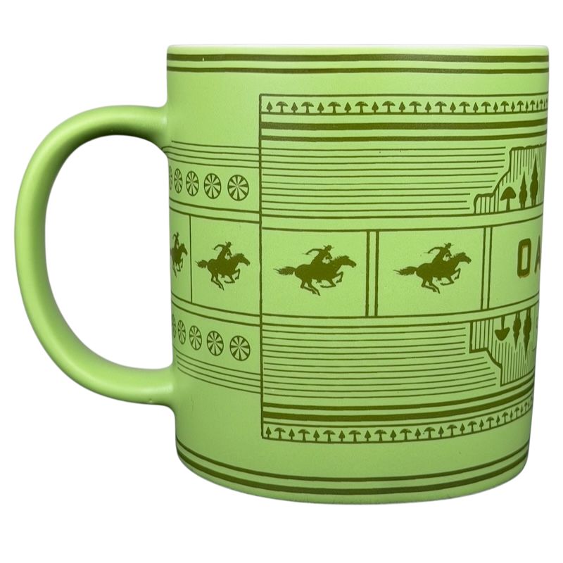 Peet's Coffee Insider Oakland mug in green featuring printed horse design and decorative patterns