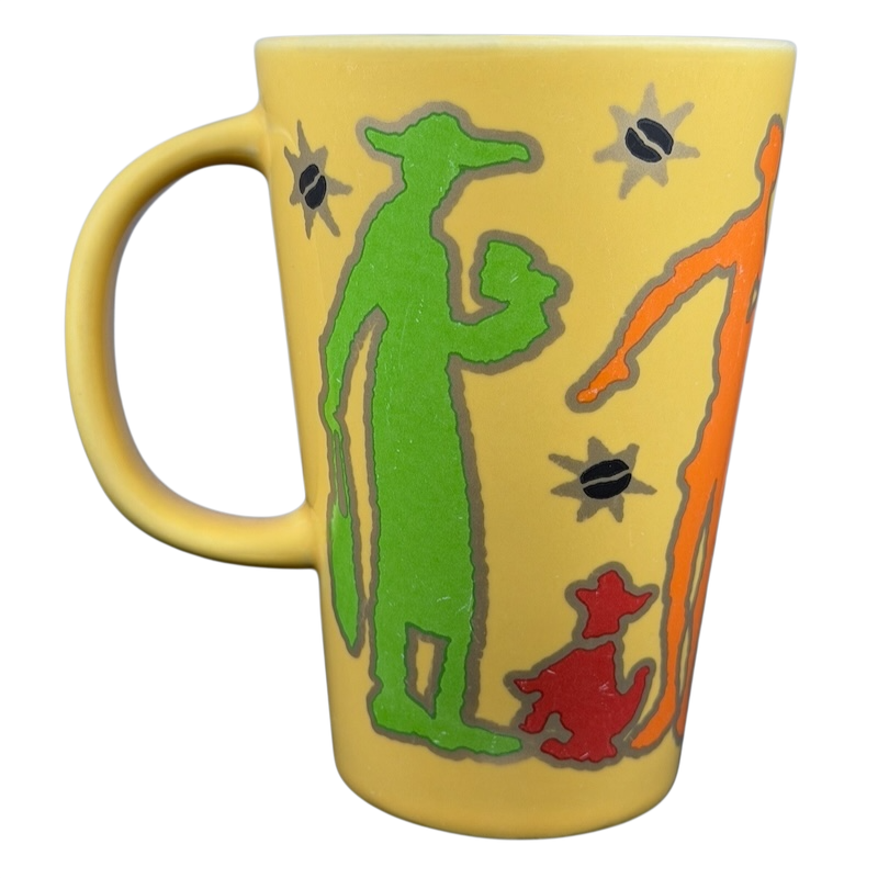 Peet's Coffee & Tea Tall Latte Mug featuring colorful silhouettes and coffee beans design