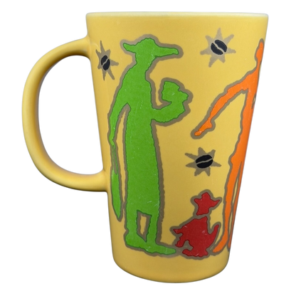 Peet's Coffee & Tea Tall Latte Mug featuring colorful silhouettes and coffee beans design