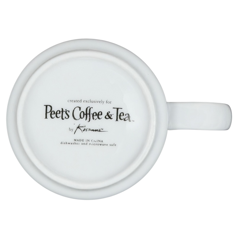 Peet's Rosanna mudcloth Indonesia mug showcasing a classic white design with branding on the bottom