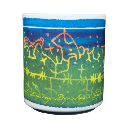 Peet's Rosanna mudcloth Indonesia mug featuring vibrant colors and artistic designs for coffee lovers