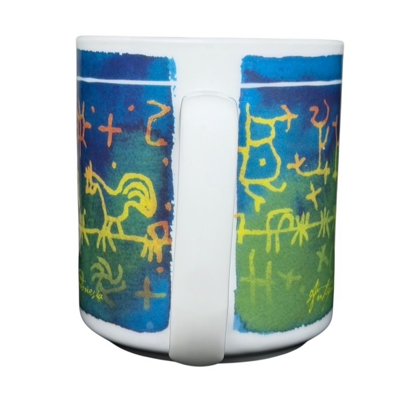 Peet's Rosanna mudcloth Indonesia mug featuring vibrant colors and unique tribal patterns