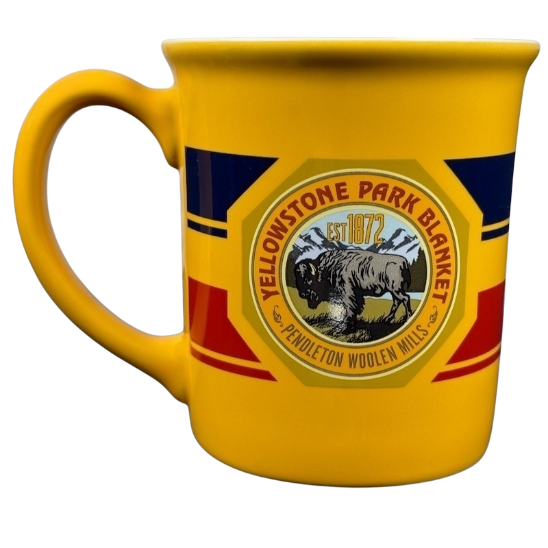Pendleton Woolen Mills Yellowstone collectible mug featuring a bison design and bold colors