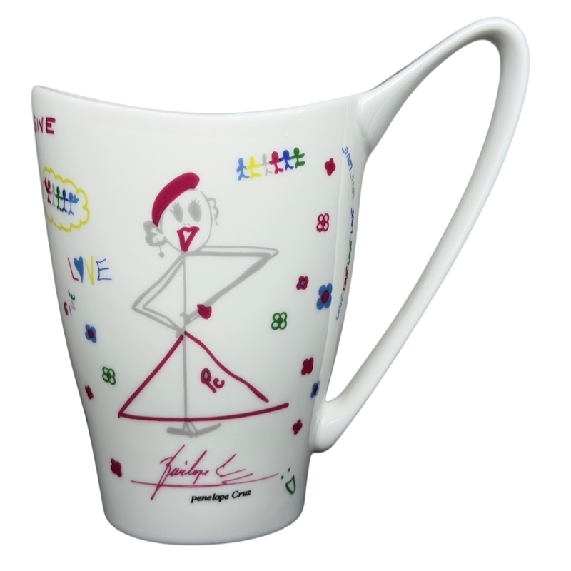 Penelope Cruz collectible mug featuring colorful designs and artistic illustration for avid collectors